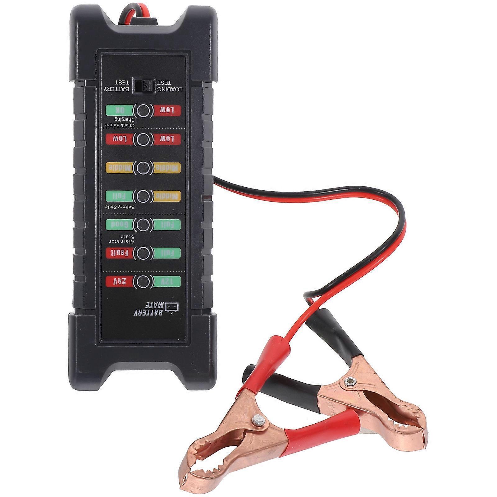 12v/24v Autobatterietester Battery Mate Lichtmaschinenstatus Digitaltester Led-anzeige Diagnosegerät Mit Clip (schwarz)-14x5.3cm-black