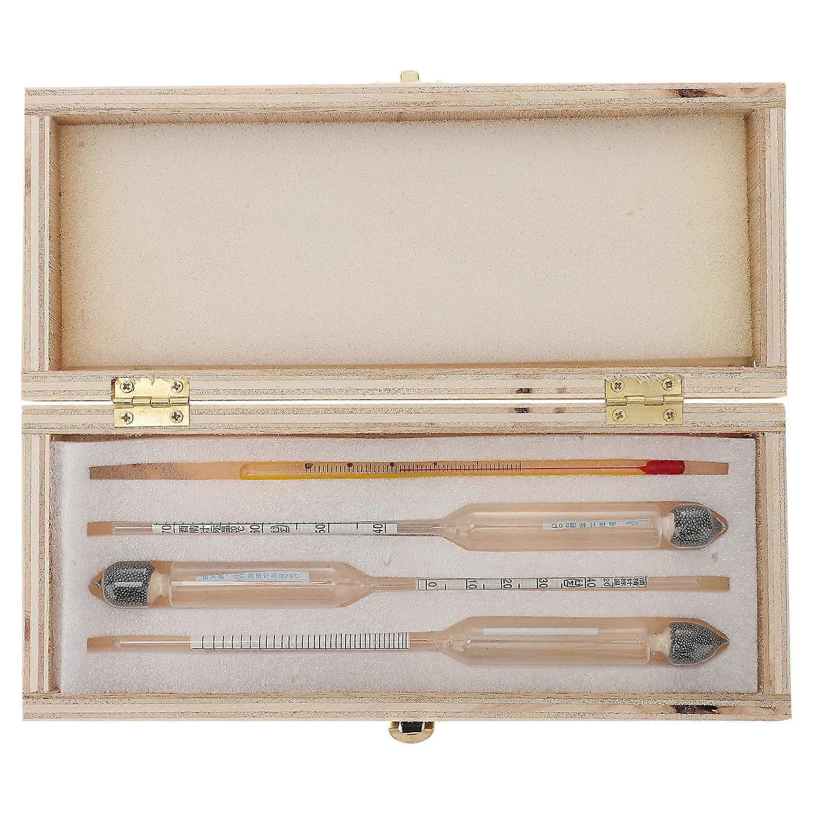 4-teiliges Professionelles Hydrometer-alkoholmessgerät-thermometer-testwerkzeug Für Spirituosen-20x1.5x1.5cm-transparent