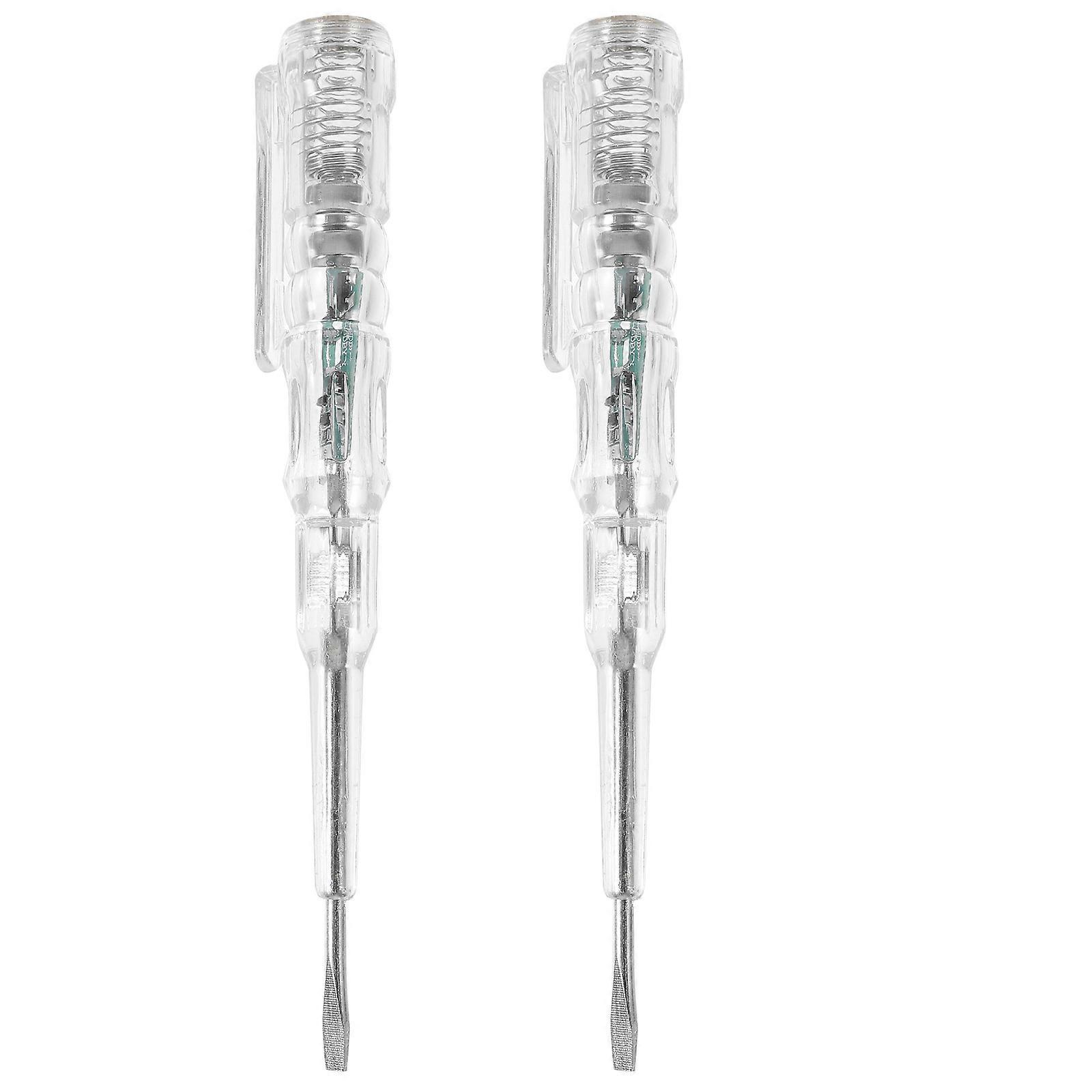 2 Stück Spannungsprüfer-stifttester, Schlitzschraubendreher, Stromkreistester-14x1.3cm-transparent