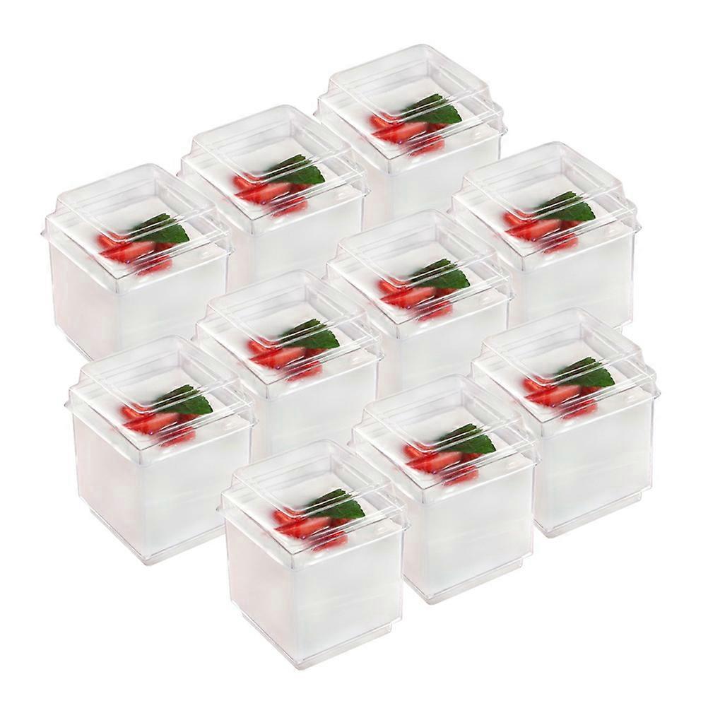 20 Stück Transparente, Quadratische Kunststoff-moussebecher Für Gelee, Joghurt Und Desserts (mit Deckel)