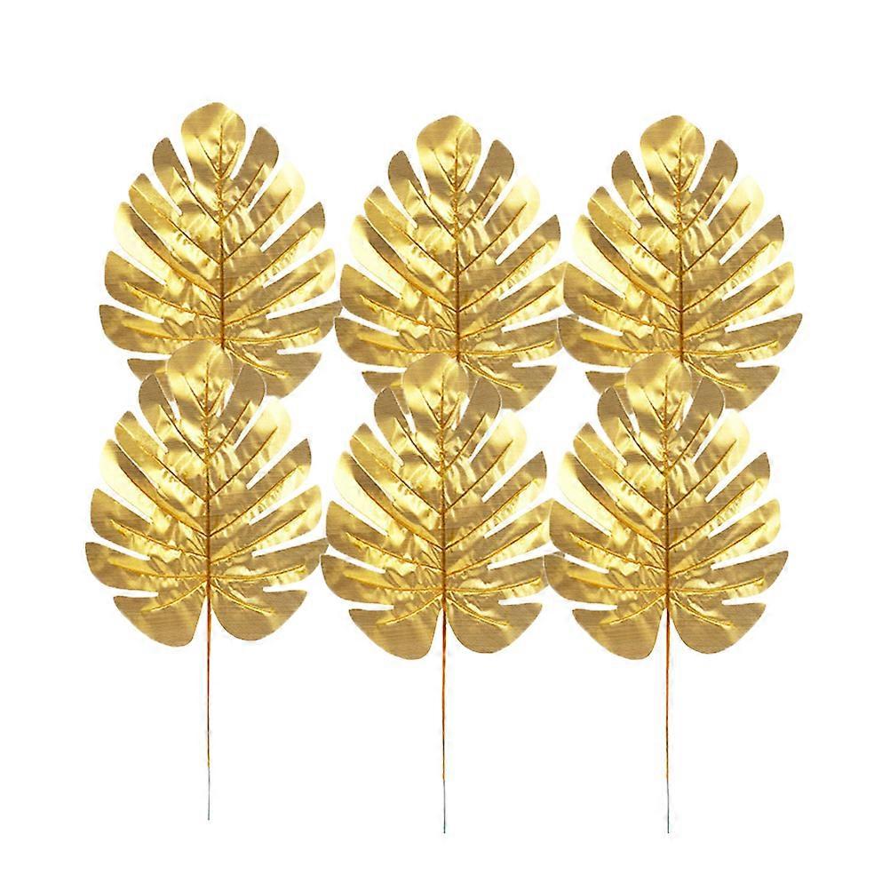 12 Künstliche Weihnachtsdeko-palmenblätter, Goldene Palmenblätter, Künstliche Monstera-blätter-s-golden