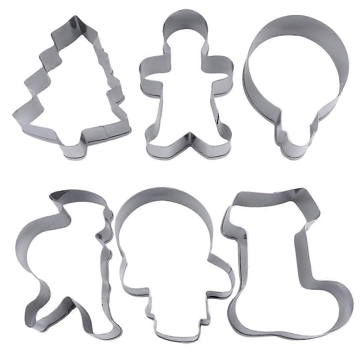 6-teiliges Ausstechformen-set Aus Edelstahl, Weihnachtskuchenform (silber)-8x6x3cm-silver