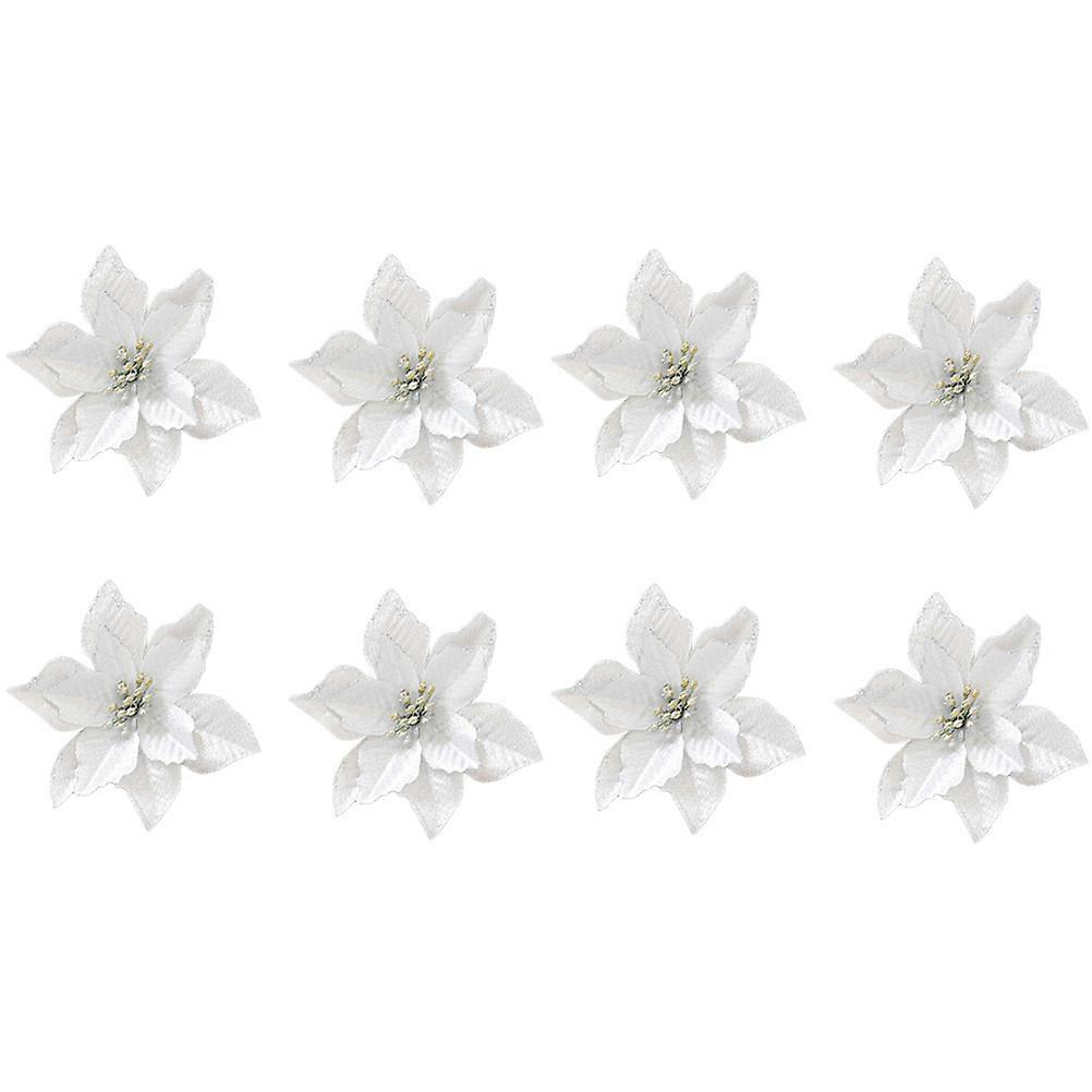Stück 13 Cm Glitzernde Künstliche Hochzeits-weihnachtsblumen Weihnachtsbaumkränze Dekoration Ornament (silber)