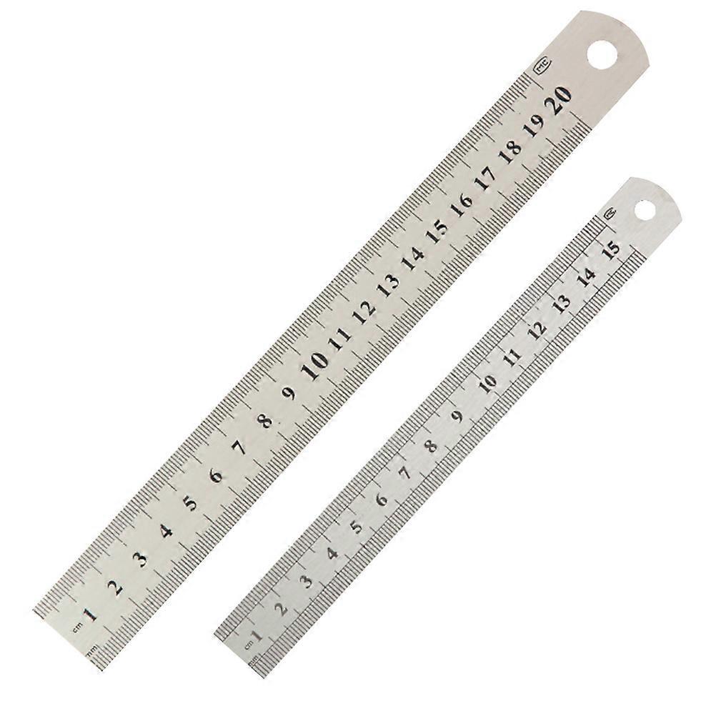 2-teiliges Lineal Aus Edelstahl Mit Doppelskala Für Zuhause, Schule Und Büro (je 1 Stück In Den Größen 20 Cm Und 15 Cm)-silver