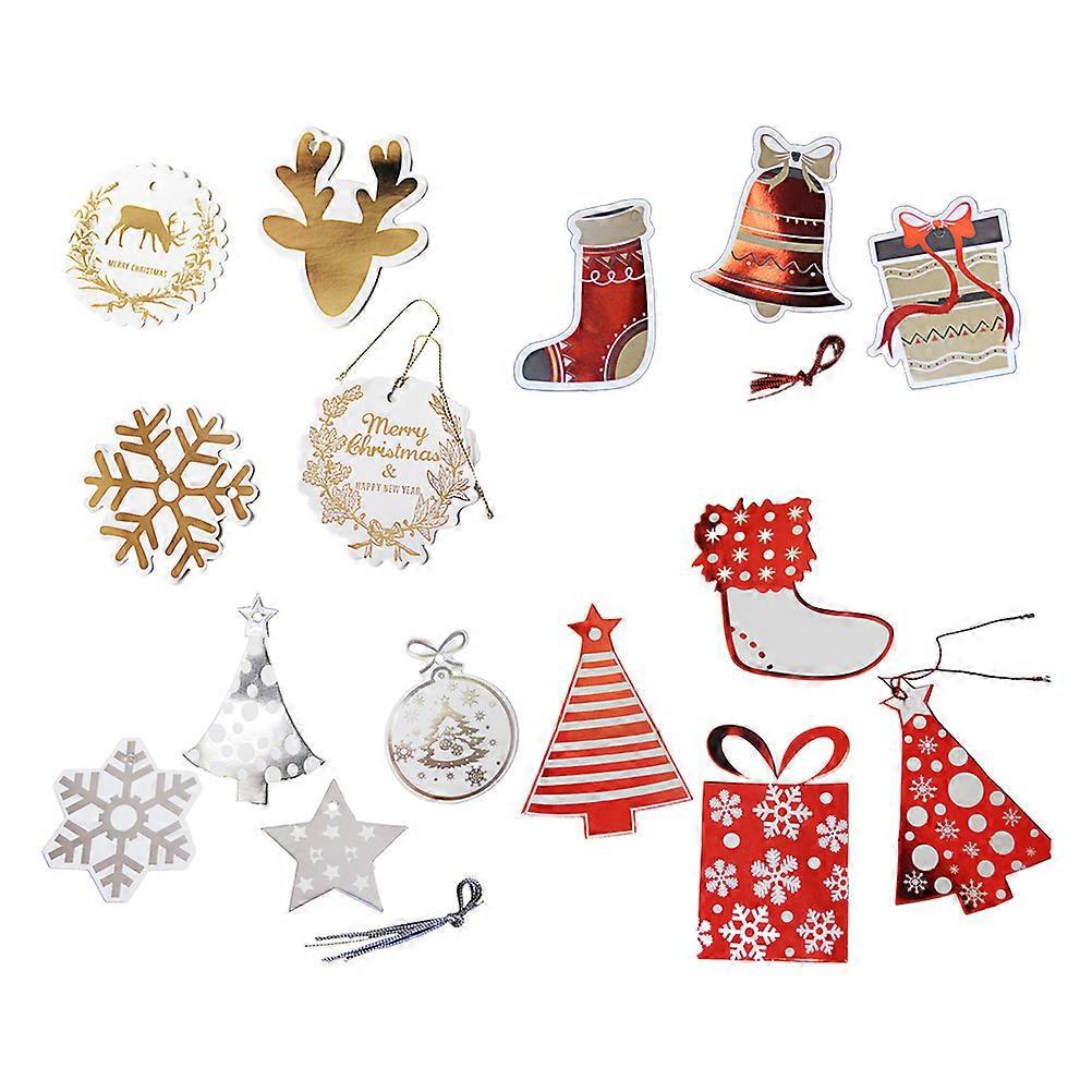 48 Weihnachtliche Mini-geschenkkarten, Etiketten Aus Papier, Heißpräge-anhänger Zum Aufhängen Für Warenverpackungen (12 Stück Gold + 12 Stück Silber + 12 Stück Rot)-10x5cm