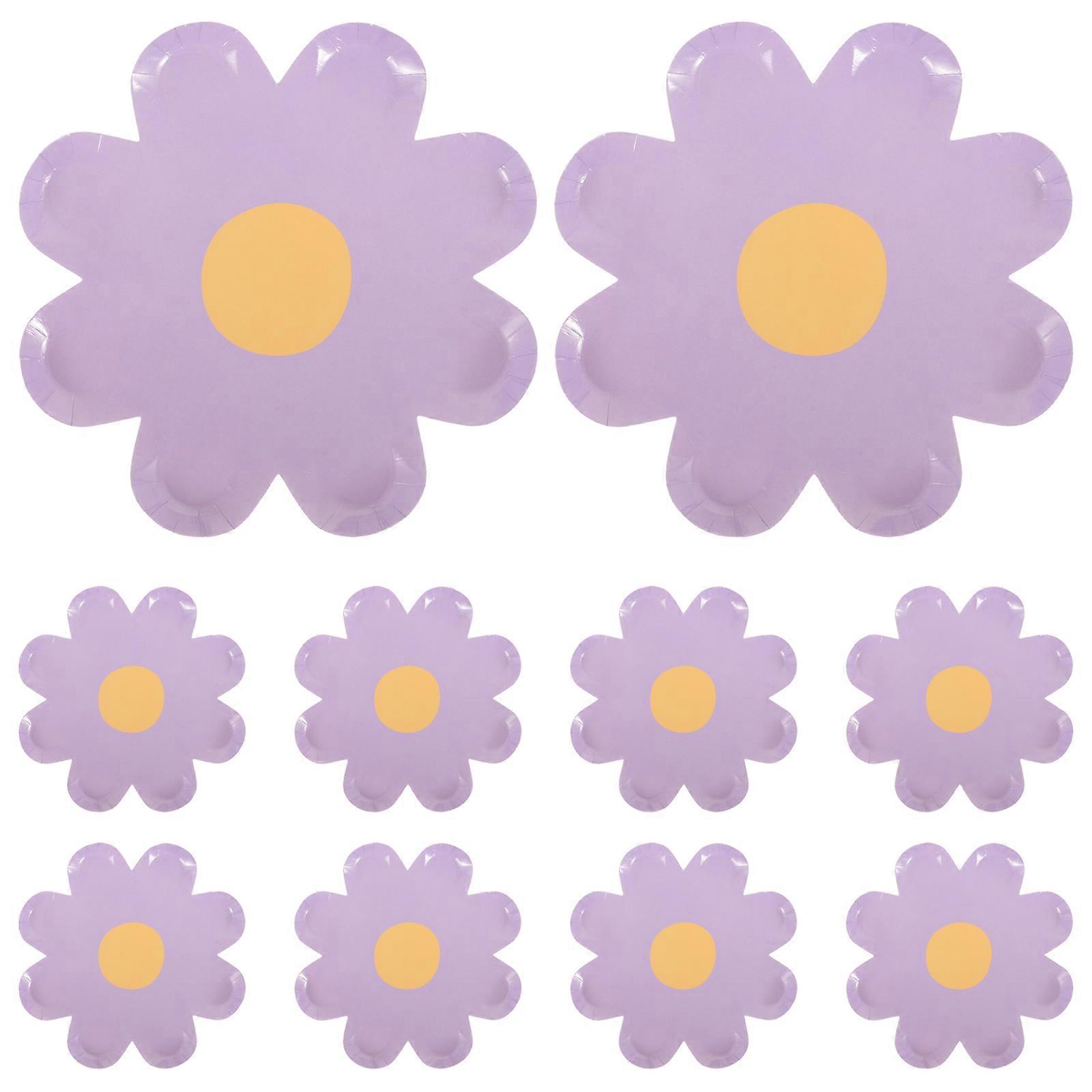 10 Stück Einweg-pappteller In Blumenform, Festliche Partyteller Für Picknicks-17.5x17.5cm-violet