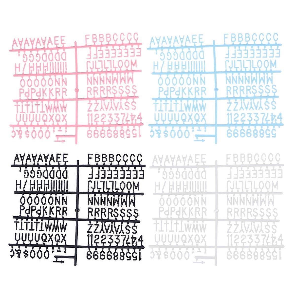 580-teiliges Set Mit Englischen Buchstaben Und Digitalen Symbolen, Einfache Kunststoff-nachrichtentafel Für Zuhause, Geschäft Oder Bar (weiß, Rosa, Hellblau, Schwarz, Je 1 Blatt Pro Farbe).