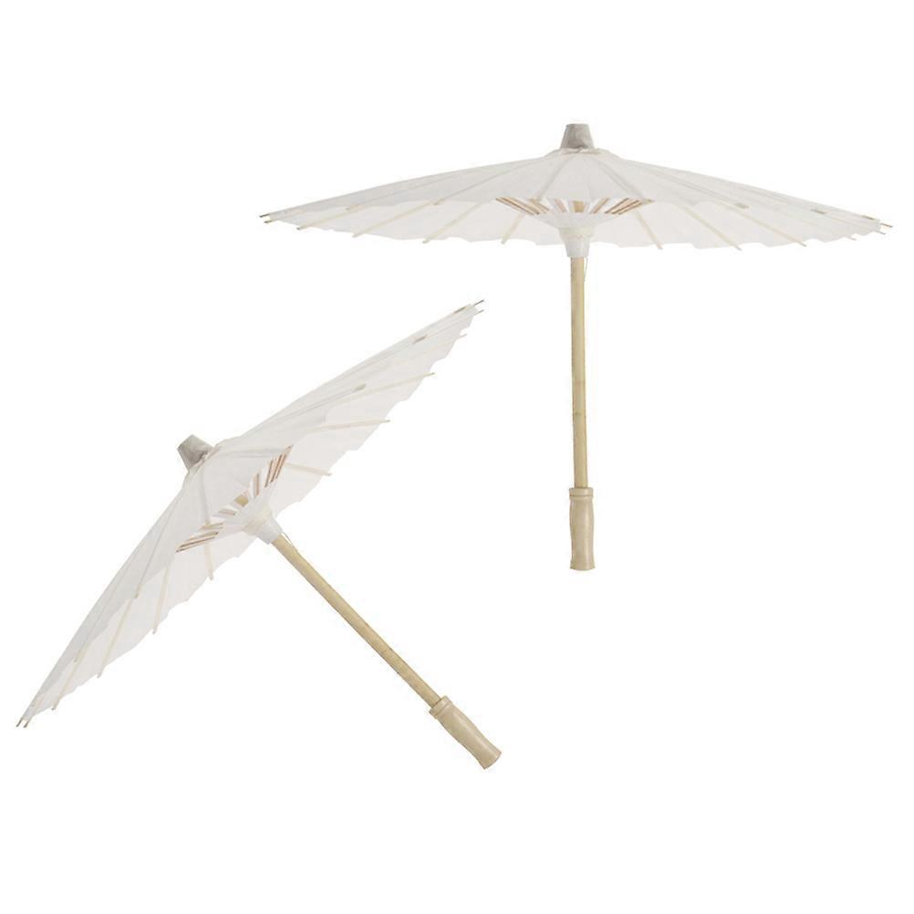 Stück Weiße Papier-sonnenschirme, Chinesisch-japanische Papier-sonnenschirme, Hochzeitsdekoration (durchmesser 40 Cm, Zufällige Griffform)-40cm
