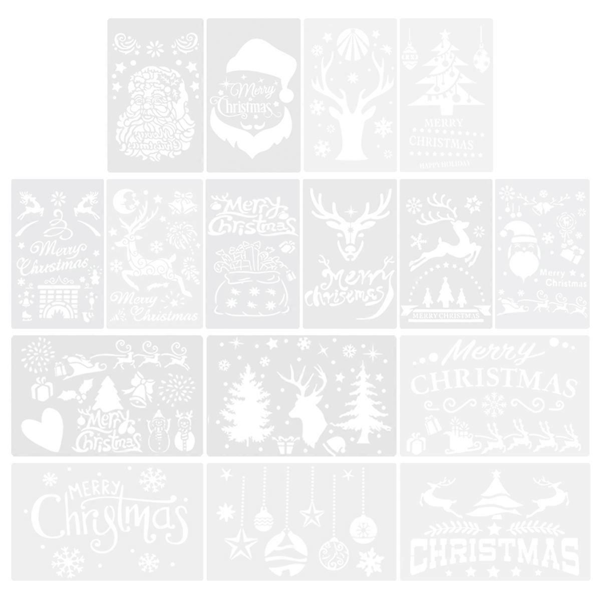 Set Weihnachtsvorlage, Handbemalte Vorlage, Diy-malbrett, Zeichenform-25.6x17.2x0.01cm-white