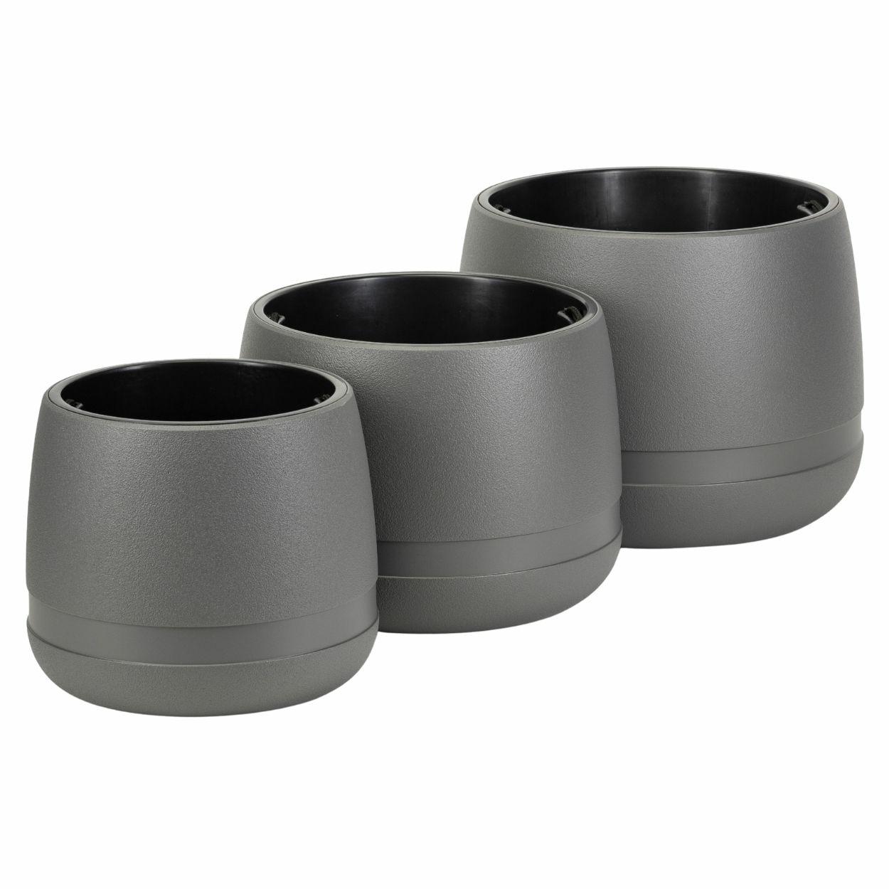 Luna Vase, Anthrazitfarbenes Blumentopf-set, 3-teilig