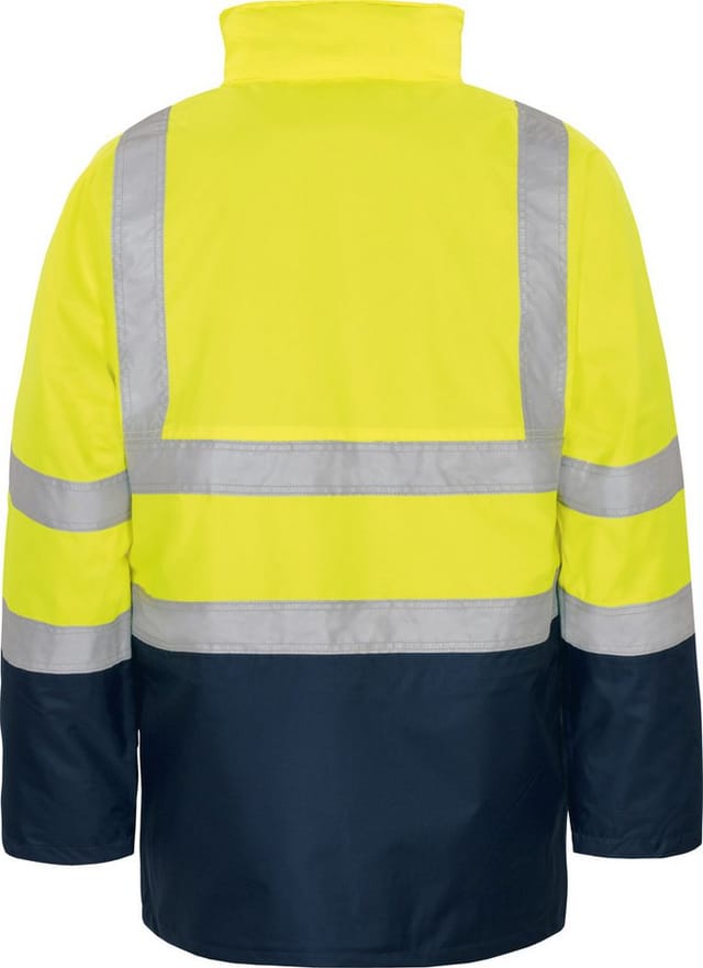vizwell Funktionsparka 5 in1 Warnschutz Parka Arbeitsjacke Winterjacke mit Kapuze wasserdicht, auch als Weste tragbar