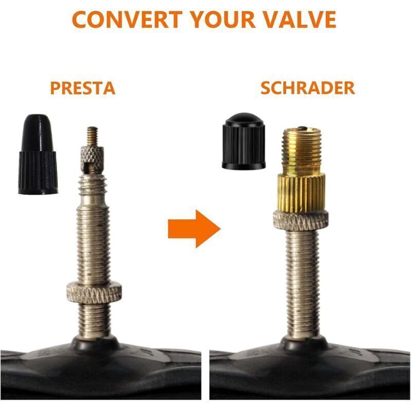 Presta-ventiladapter Aus Messing (5er-pack + 10 Kappen) – Umrüstung Von Presta- Auf Schrader-ventile Für Fahrräder, E-bikes Und E-scooter – Crezuo