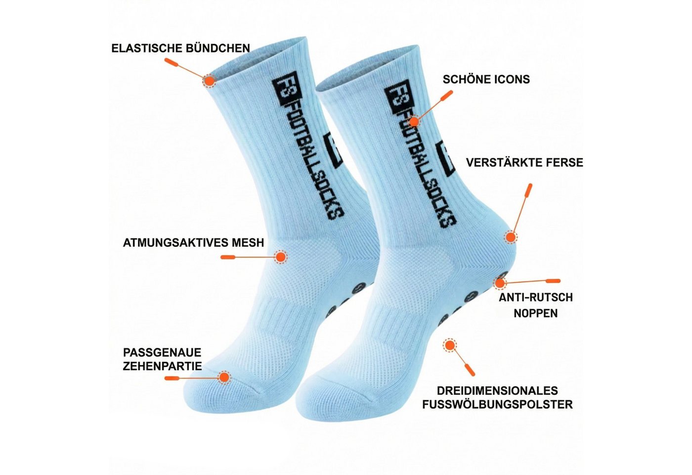 ARMORAX Sportsocken Fußball Socken Unisex – Antirutsch-Noppen, atmungsaktives Mesh (Paar, 1-Paar, Paarweise) Atmungsaktive Socken mit 3D-Form & Anti-Rutsch Bild 4