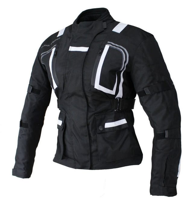Alpha Speeds Motorradjacke Damen Motorrad Textil Jacke Biker wasserdicht Jacke mit Protektoren (Innenjacke ist trennbar: All Season) Reflektierende Elemente, SLIM, Weiß