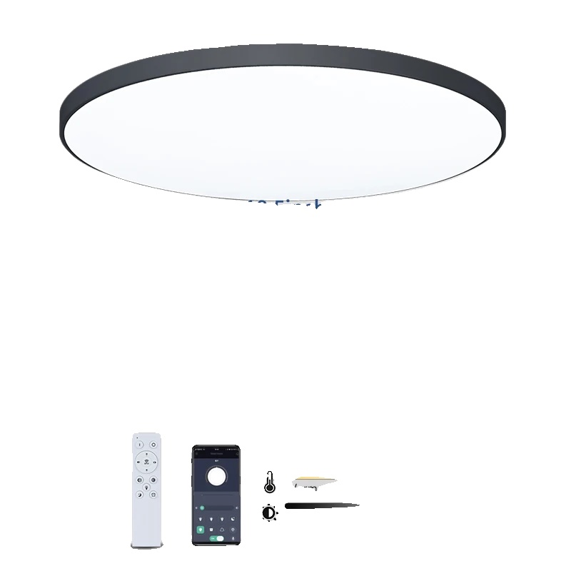 Deckenleuchte, Smarte Steuerung, Dimmbar, Modernes Design, Schwarz (18,50 Zoll)