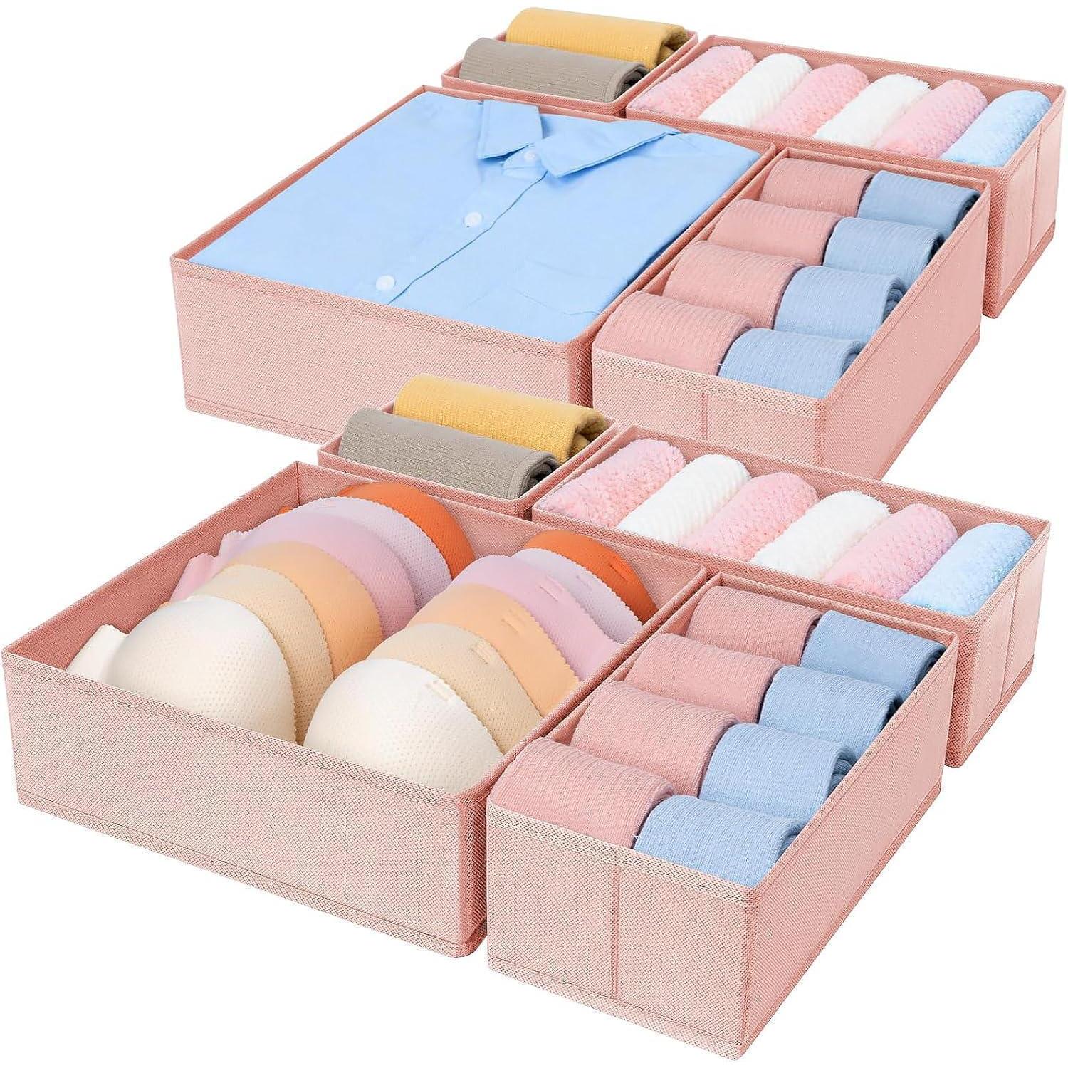 Schrank Organizer 8 Stück Rosa Mit Reißverschluss Für Kleidung & Unterwäsche