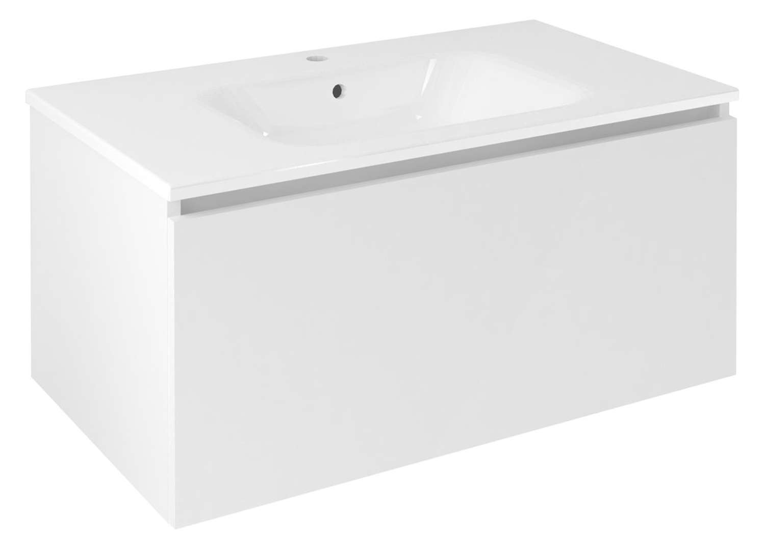 Sapho Lorea - Waschbeckenunterschrank 90 X 44 X 51 Cm, 1 Schublade, Mattweiß Le090-3131