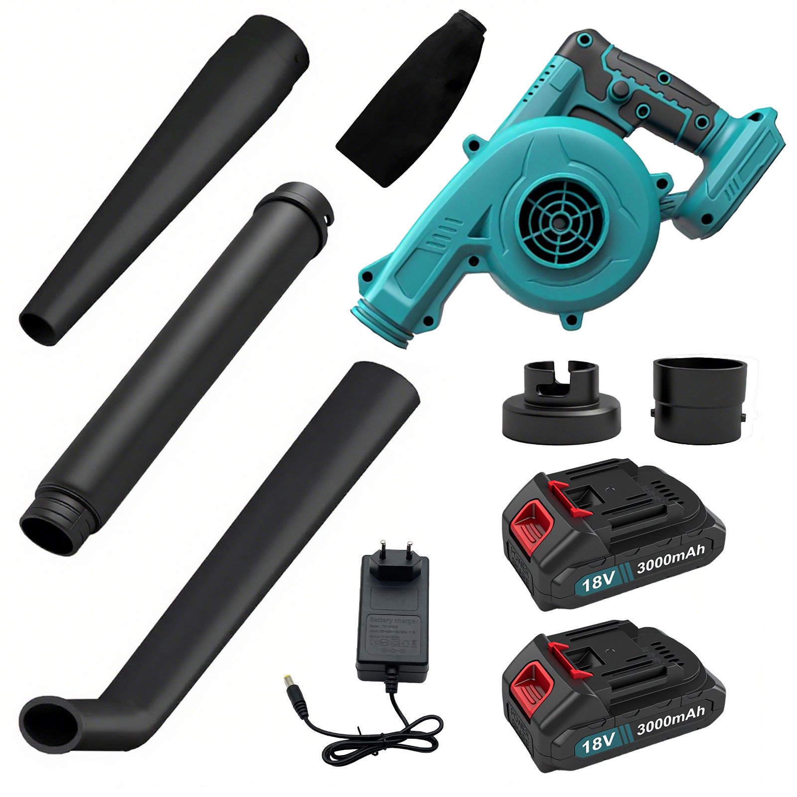 Akku-laubbläser Und Laubsauger 18 V, 2 Akkus Mit Je 3000 Mah, Kupfermotor, 16.000 U/min, Stufenlose Drehzahlregelung, Turbogebläse, Vielseitiges Blas- Und Sauggerät Mit Zubehör