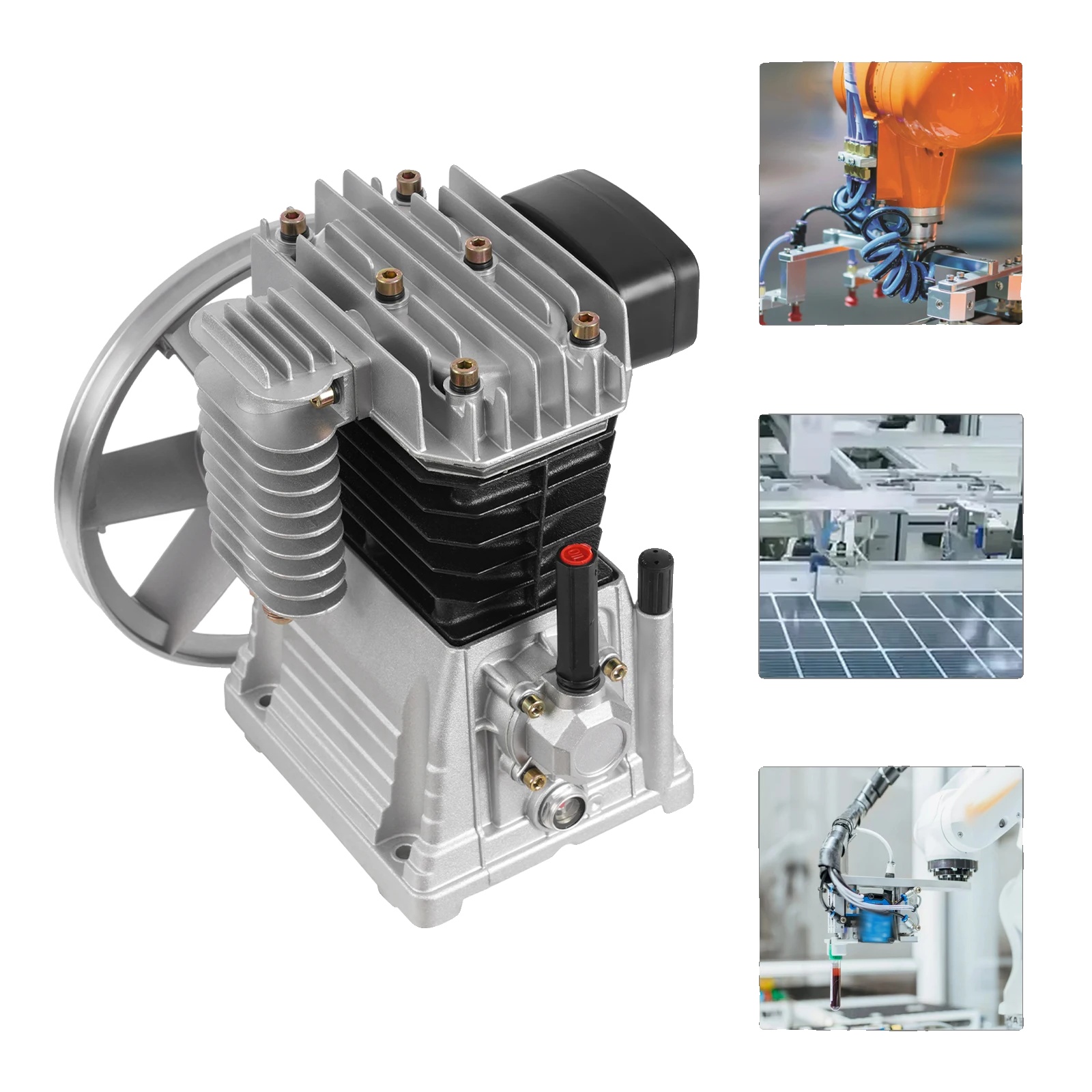 Ersatzteile Für Luftkompressor, 66 Gallonen/min Auslassleistung, Kompatibel Mit 3 Ps, Robustes Aluminium Und Eisen, Inklusive Saug- Und Auslassventile