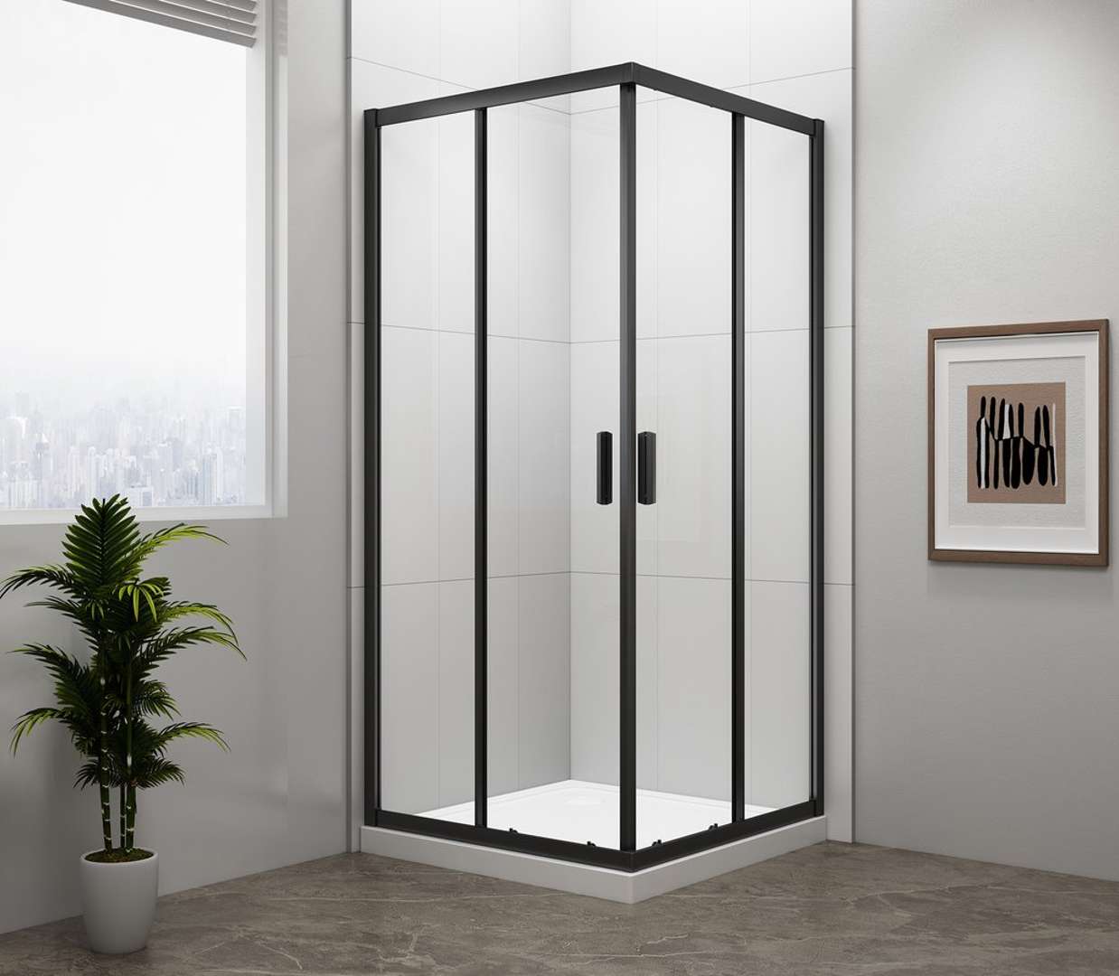 Polysan Easy Black - Duschkabine 90x90 Cm, Klarglas/mattschwarz El5115b
