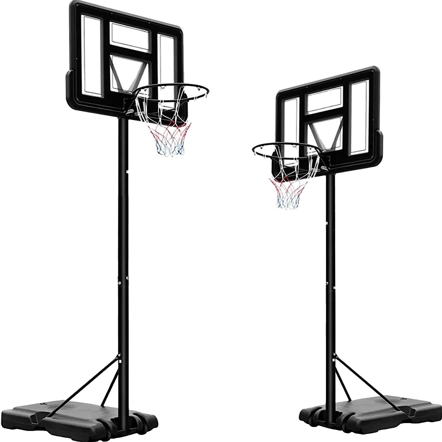 Basketballkorb, Höhenverstellbar 230–304 Cm, Mobil Mit Rollen, Rückwand 110 X 75 Cm, Sockelmaße 90 X 60 X 15 Cm, Korbdurchmesser 45 Cm