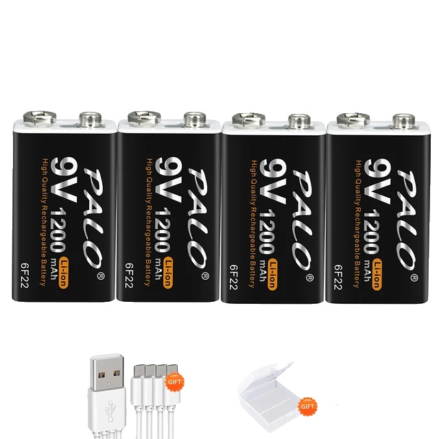 Lithium-ionen-akku, 1200 Mah Kapazität, Wiederaufladbar Über Micro-usb, 9 V Wechselstrom, Polnisches Netzteil, 4 Stück