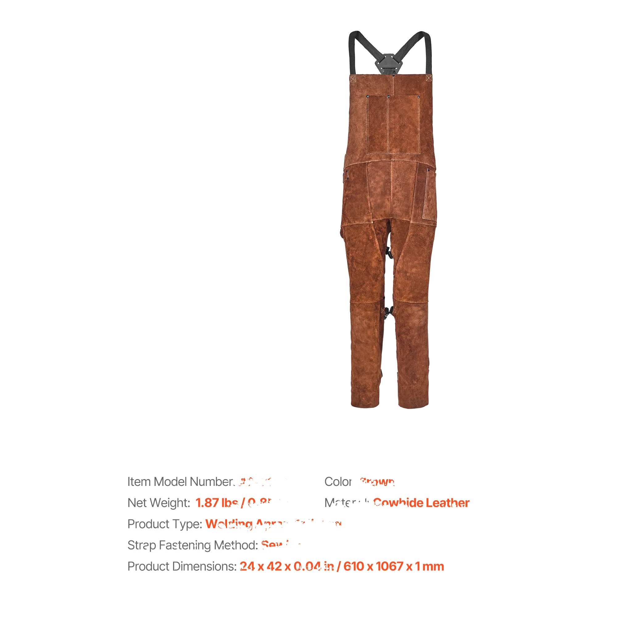Schweißerschürze, Flammhemmend, 3 Werkzeugtaschen, Größe M