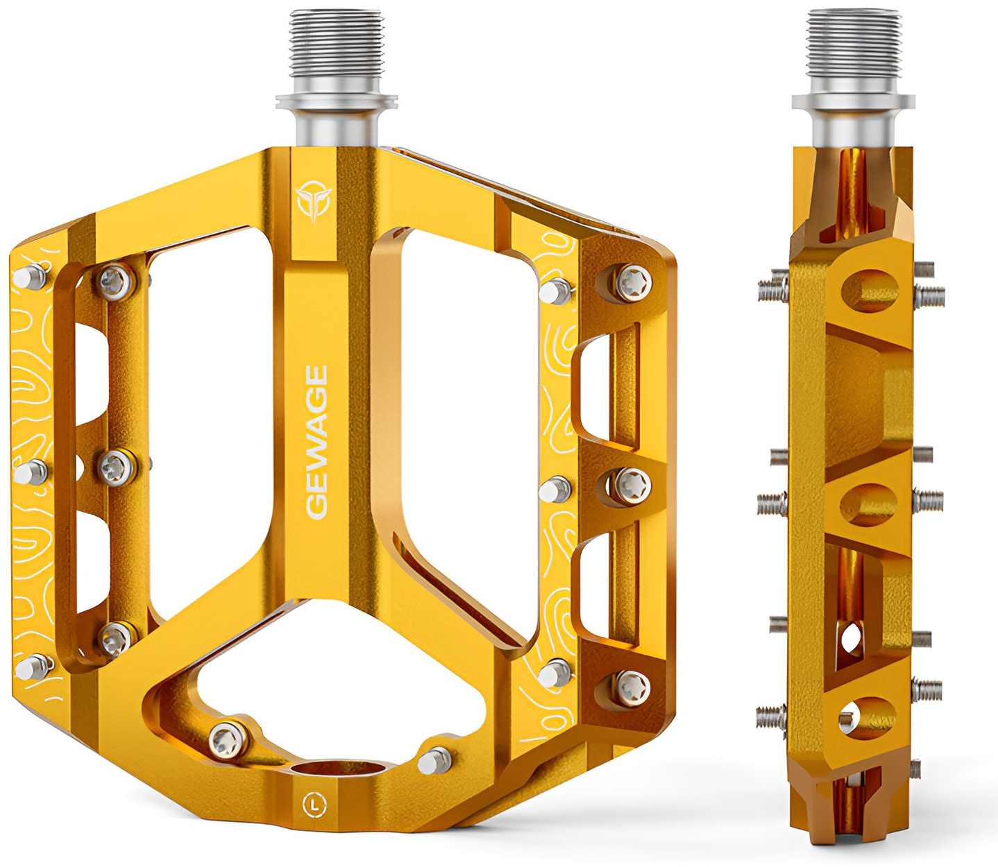Gewage Gold Aluminium Plattform-fahrradpedale Mit 3 Abgedichteten Lagern