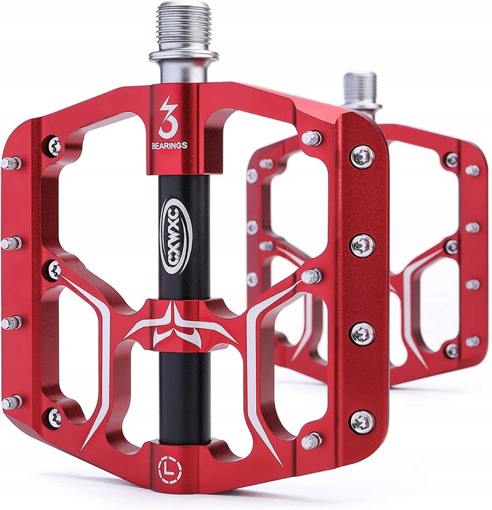 Cxwxc Aluminium-plattformpedale Mit Pins, Rot, Maschinell Bearbeitet
