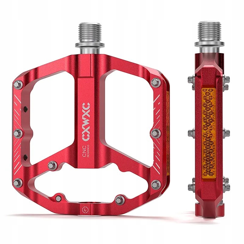Cxwxc Rote, Reflektierende, Gefräste Plattform-fahrradpedale Aus Aluminium