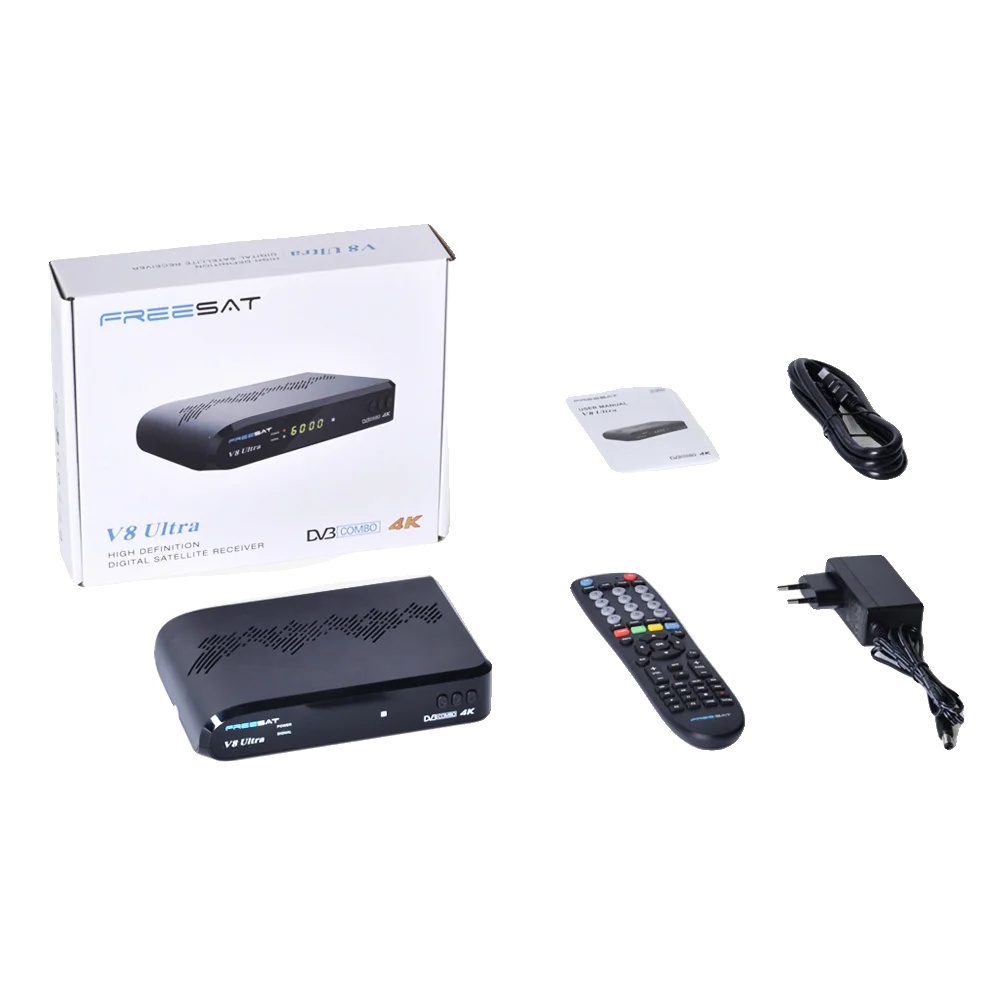 Satellitenreceiver, 4k Ultra Hd, Dvb-s2x/s2/s-kompatibel, Freesat V8 Ultra, Eu-stecker