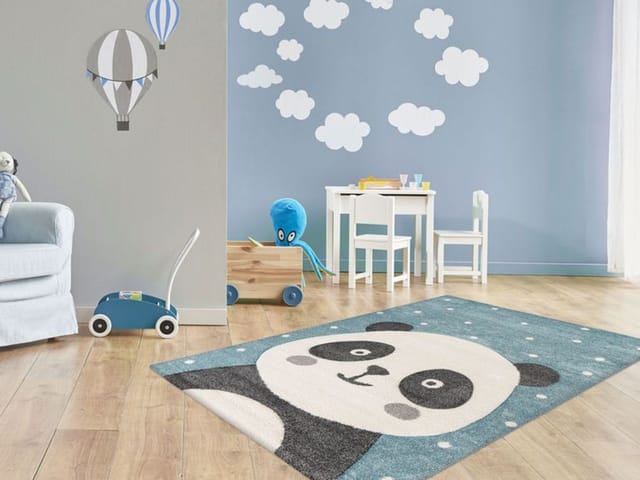 KAYOOM Kinder-Motivteppich (Panda blau, 80cm x 150cm)