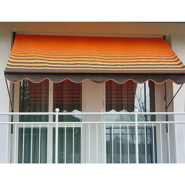 Angerer Klemmmarkise (braun orange gestreift, 150 cm breit)
