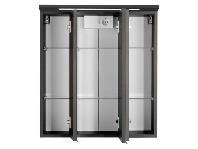 HELD Bologna 3D Spiegelschrank 60/70/80/90/100cm (LED Einbauleuchte, Graphitgrau, 60 cm)
