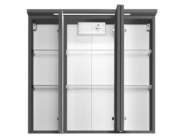 HELD Bologna 3D Spiegelschrank 60/70/80/90/100cm (led einbauleuchte, Graphitgrau, 80 cm)