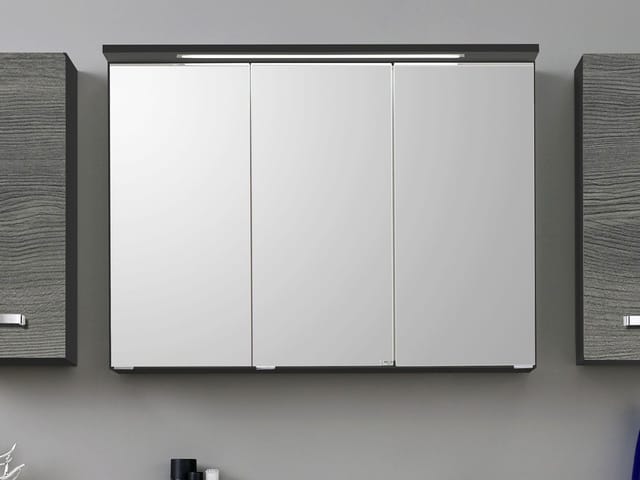 HELD Bologna 3D Spiegelschrank 60/70/80/90/100cm (led einbauleuchte, Graphitgrau, 100 cm)