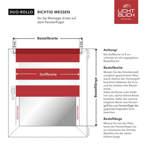 LICHTBLICK Duo Rollo Klemmfix, ohne Bohren (Dunkelbraun, 120x150 cm)