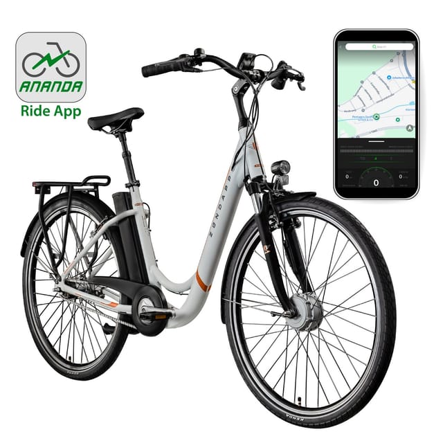 Zündapp Z517 700c E-Bike E Cityrad Damenrad Pedelec Elektrofahrrad Damen Fahrrad 28 Zoll (weiß orange)