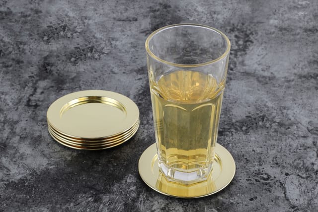 ECHTWERK Untersetzer- / Serviettenring-Set (dekoratives Glasuntersetzer 6t, Gold, 6tlg)