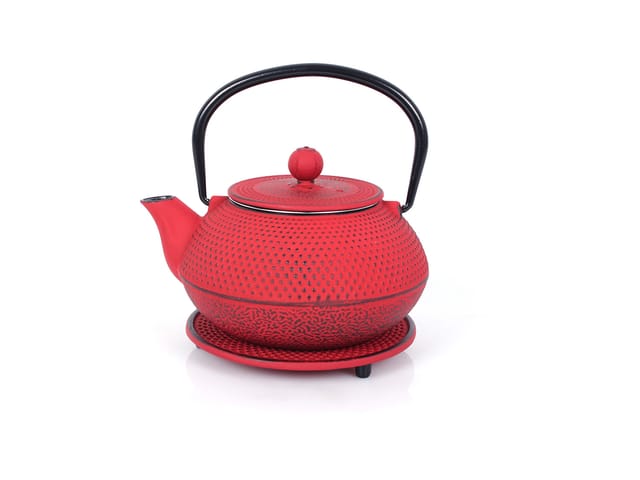 ECHTWERK Teeservice aus Gusseisen (Rot, 0,8L)