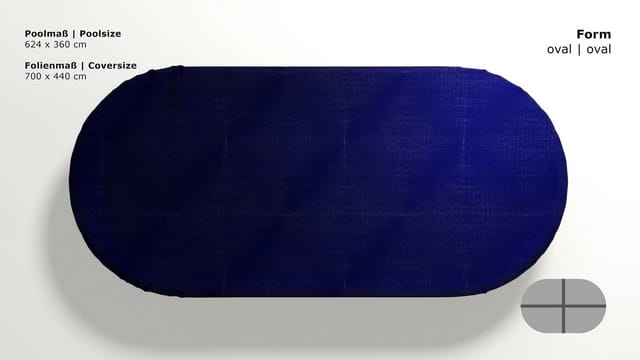 GRASEKAMP Abdeckplane Pool (Oval, Blau/Schwarz, 700x440 cm)