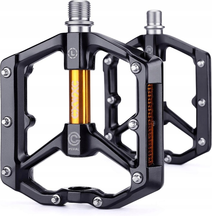 Cxwxc Aluminium-plattformpedale Mit Reflektorstiften, Schwarz