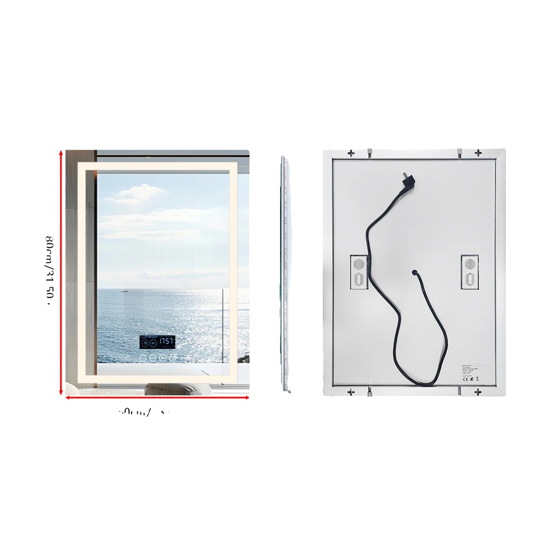 Beleuchteter Badezimmerspiegel, Bluetooth-lautsprecher, Antibeschlagfunktion, 60 X 80 Cm (24 X 32 Zoll)