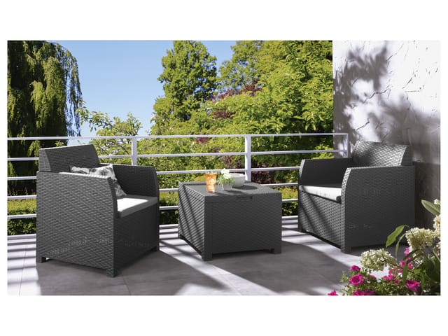 LIVARNO HOME Balkonmöbel-Set, mit Stauraumfunktion, 3-teilig