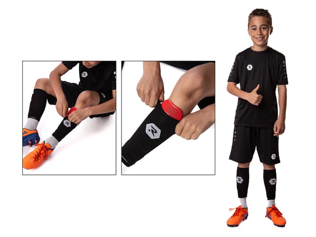 ROCZ Kinder-Fußball-Schienbeinschoner (Schwarz, M)