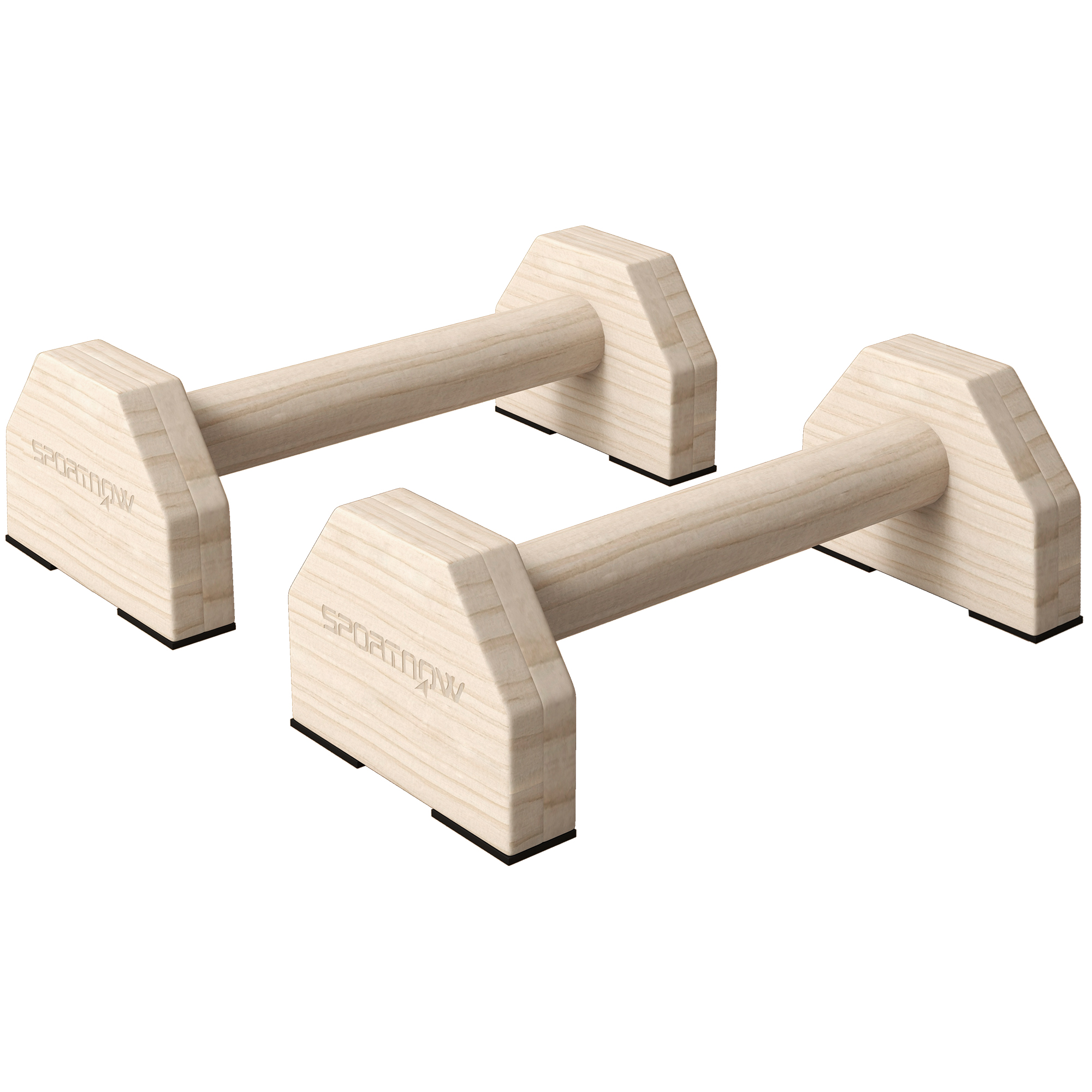 Parallelbarren Aus Holz Mit Rutschfester Matte Für Das Heimtraining, 30 X 13 X 10 Cm, Naturfarbe