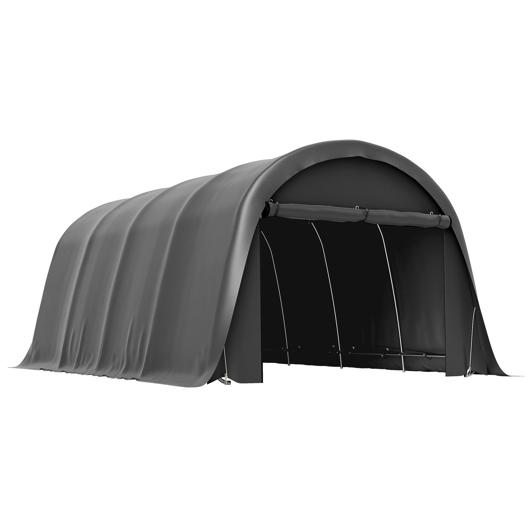 3x6m Carport/garage, Wasserdichtes Und Winterfestes Lagerzelt Mit Abnehmbaren Seitenwänden, Großem Rolltor, Upf50+ Sonnenschutz