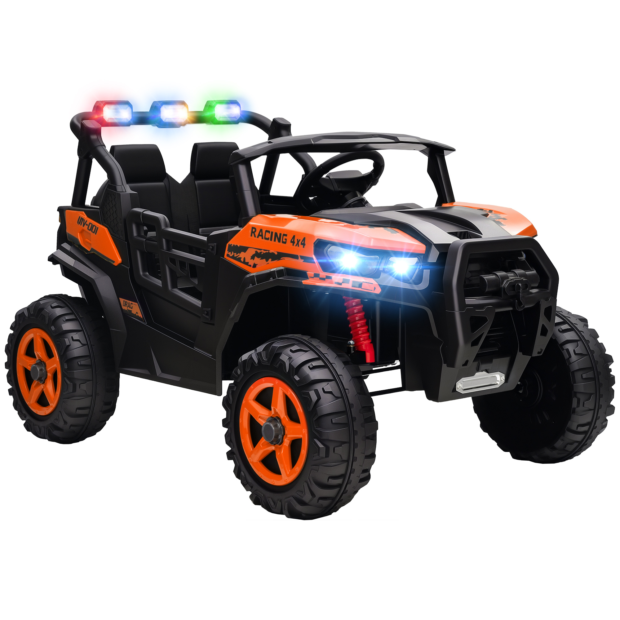 Elektrisches Kinderauto Für Kinder Von 3 Bis 8 Jahren, 24 V, 2 Sitze, Zwei Motoren, Fernbedienung Und Sanftanlauf, Orange