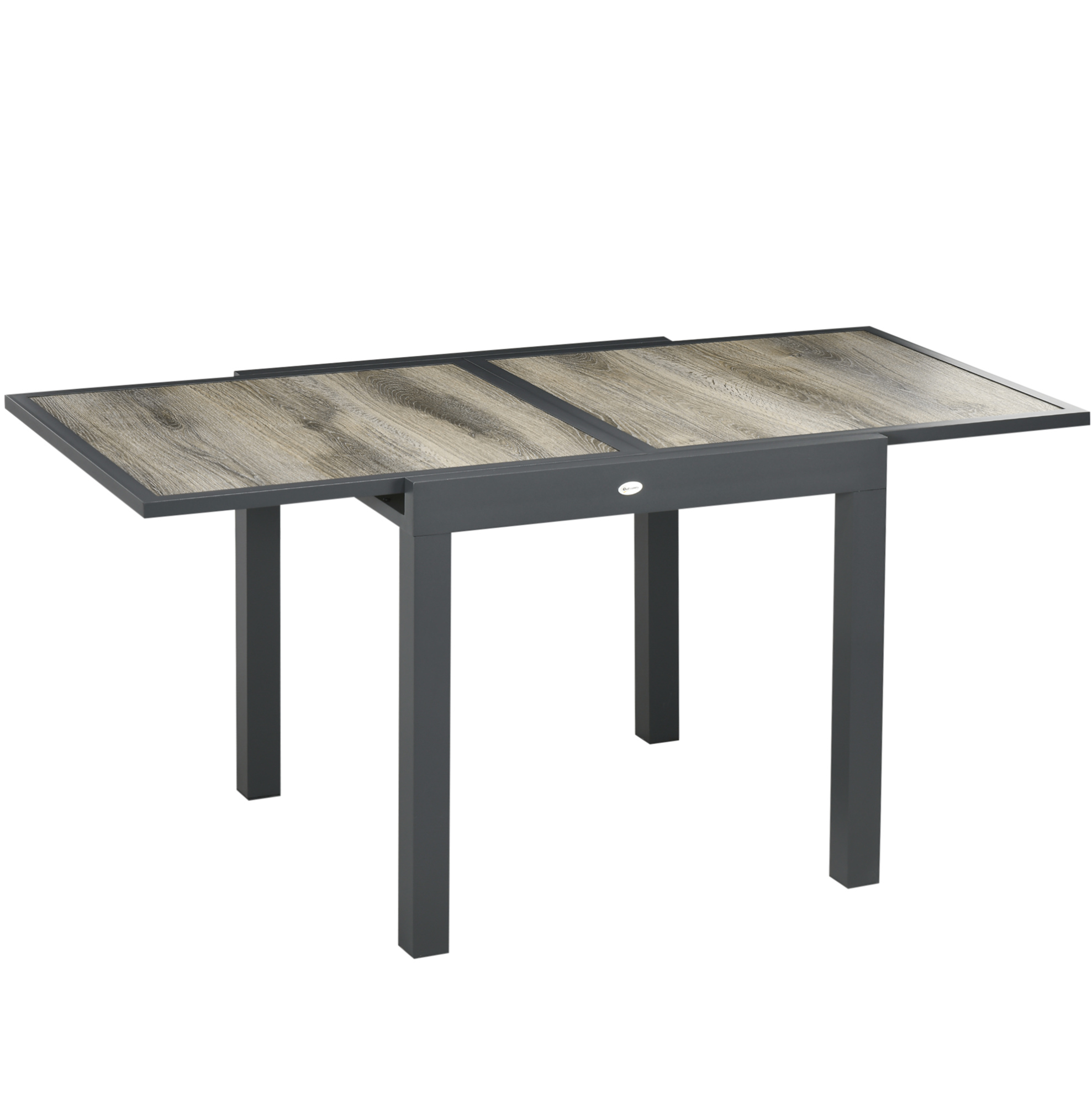 Ausziehbarer Gartentisch Aus Aluminium In Holzoptik, Beige-grau, 160 X 80 X 75 Cm