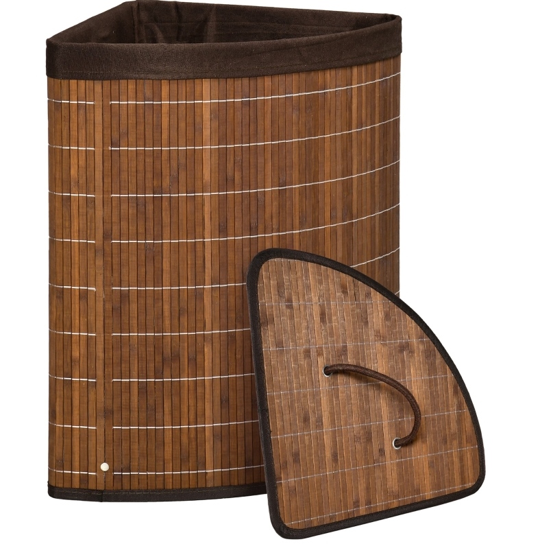 Bambus-wäschekorb Mit Deckel 55 L 38 X 38 X 57 Cm Braun Okwish